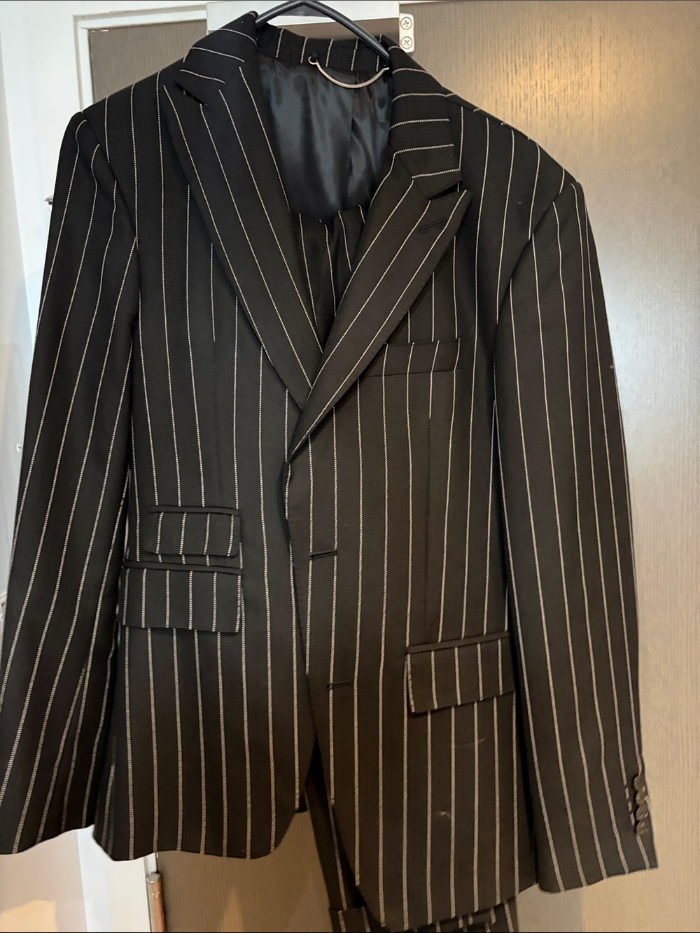 Zara Black Pinstripe Suit Blazer